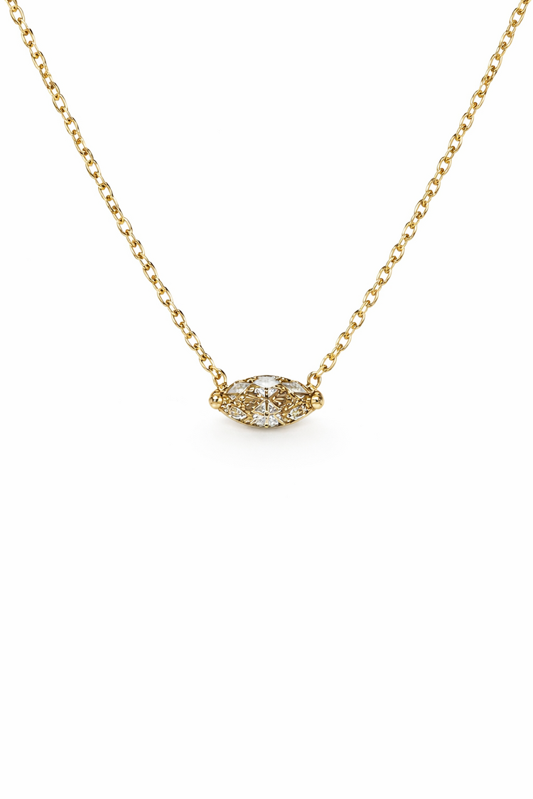 70626 14K YELLOW GOLD .42CTW MARQUISE CHAMPAGNE DIAMOND NECKLACE