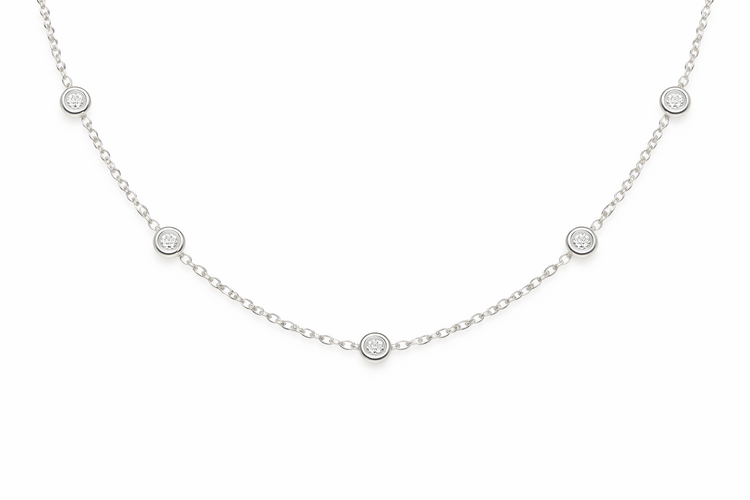 60009 18K WHITE GOLD .25CT DIAMOND BY THE YARD NECKLACE