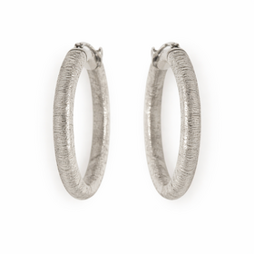31683 14K   WHITE GOLD 1" 3MM  THICK COILED TUBE HOOPS
