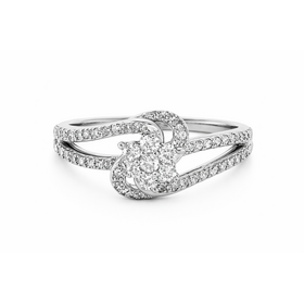 40205 14K. WHITE GOLD DIAMOND .50CT FLORAL CLUSTER RING WITH A SWIRL