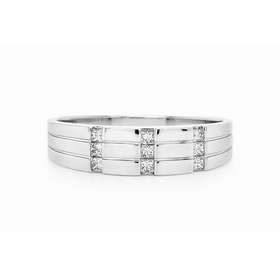 45002 10K WHITE GOLD .30CT HIGH POLISH AND SATIN FINISH CENTER BAND RING