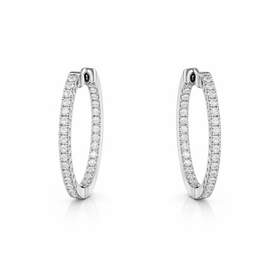 31597 14K  WHITE GOLD 1" .40CTW DIAMOND HOOPS