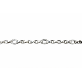 20402 14K WHITE GOLD 8" OVAL DIAMOND CUT HIGH POLISH LINKS  BRACELET