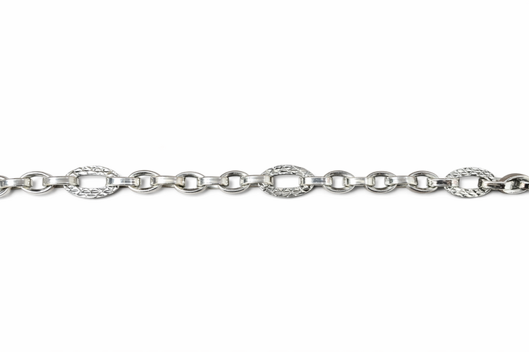 20402 14K WHITE GOLD 8" OVAL DIAMOND CUT HIGH POLISH LINKS  BRACELET