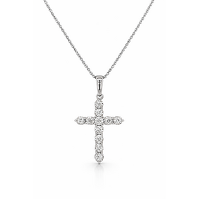 75075 10K WHITE GOLD .16CTW DIAMOND ILLUSION SET CROSS PENDANT NECKLACE