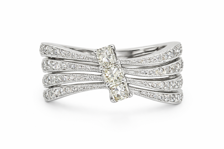 40554 14K WHITE GOLD .75TCW DIAMOND BOW SHAPE RING