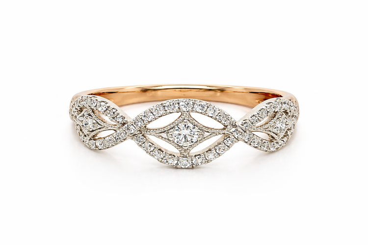 40891 18K ROSE AND WHITE GOLD .40CT DIAMOND  INFINITY STYLE LADIES RING