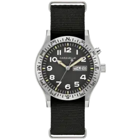 bulova CARAVELLE STAINLESS STEEL CASE LIGHT UP  DIAL ADJUSTABLE STRAP BAND MEN'S WATCH