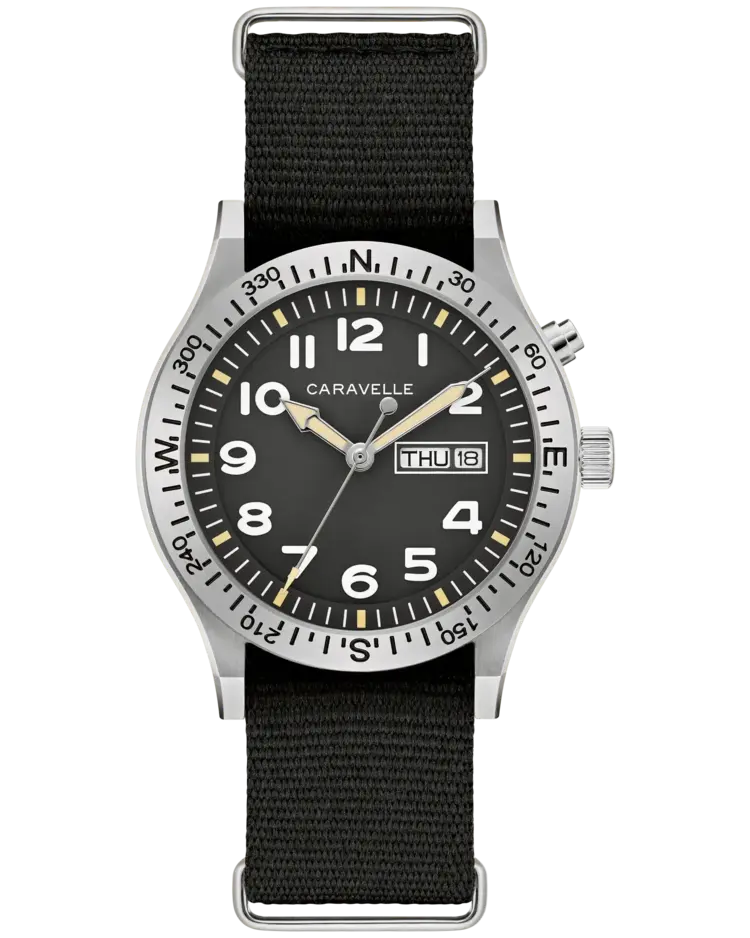 bulova CARAVELLE STAINLESS STEEL CASE LIGHT UP  DIAL ADJUSTABLE STRAP BAND MEN'S WATCH