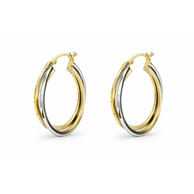 31330 14K TWO TONE HIGH POLISH DOUBLE OVAL HOOPS