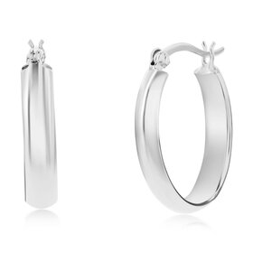 80572 STERLING SILVER RHODIUM PLATED 5X25MM HIGH POLISH OVAL  HOOPS