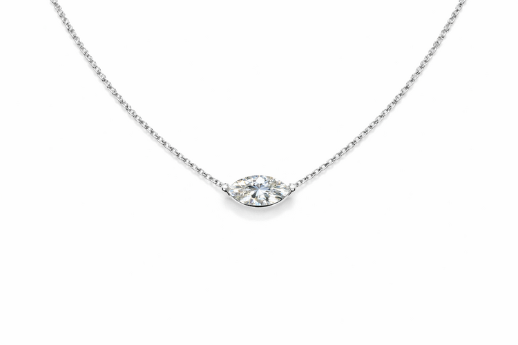70609 14K WHITE GOLD .44CTW DIAMOND MARQUISE SIDEWAY PENDANT WITH 10K CHAIN