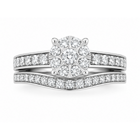 475431 10K WHITE GOLD 1TCW MIRACLES SETTING WITH MATCHING BAND AND ENGAGEMENT RING  SET