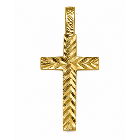 77294 14K YELLOW GOLD DIAMOND CUT HIGH POLISHED FLAT CROSS
