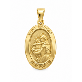 77110 14K YELLOW GOLD 29MM  OVAL SAINT  ANTHONY MEDAL