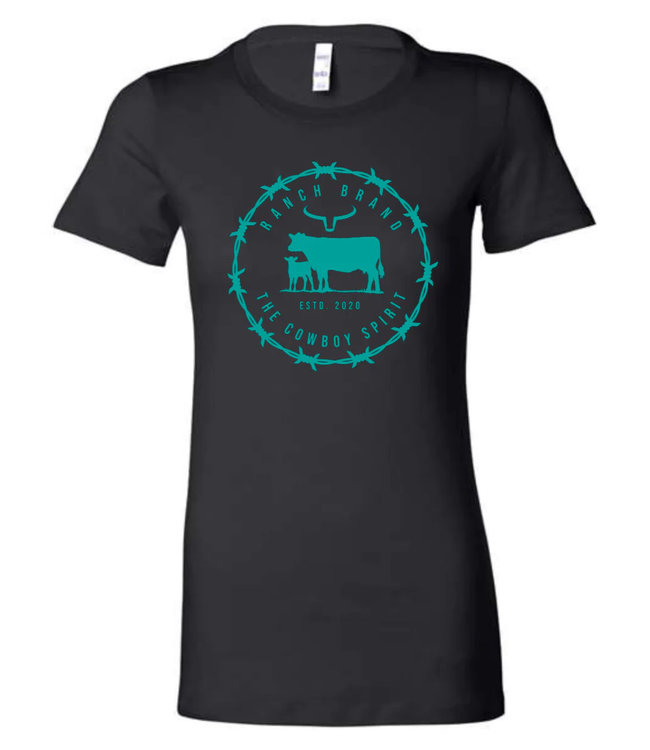 Ranch Brand Barb wire T-Shirt Black & Turquoise