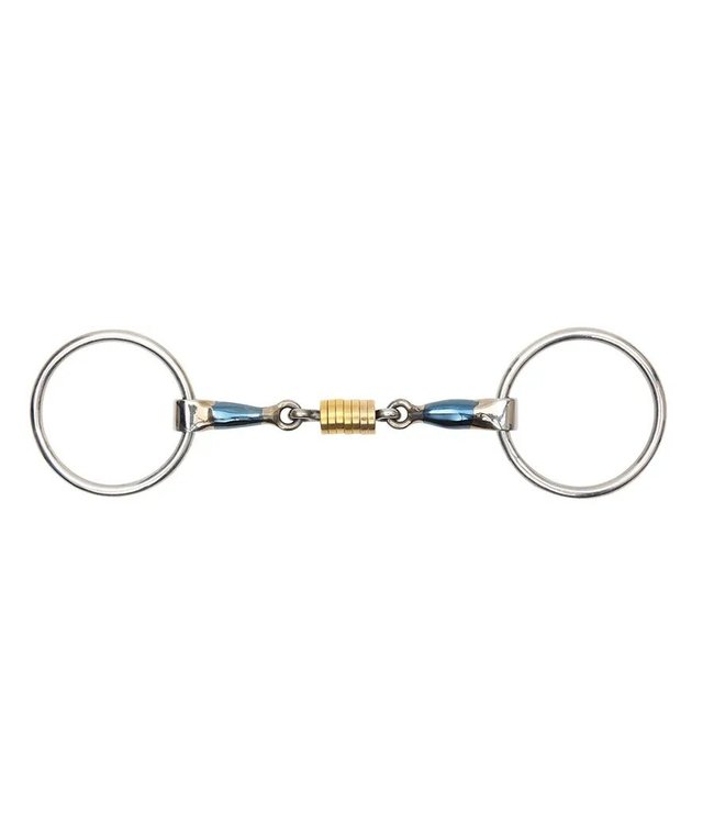 Shires Equestrian Blue ring bit with roller