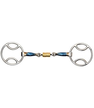 Shires Equestrian Mors Bevel Bleu double brisure avec Roller link