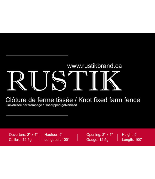 RUSTIK Clôture de ferme tissée 12.5g - 2"x4"