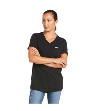 Ariat T-Shirt Rebar noir en coton col en V