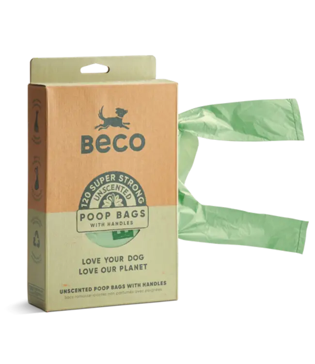 BECO PETS Poop bags with handles - Fragrance-free