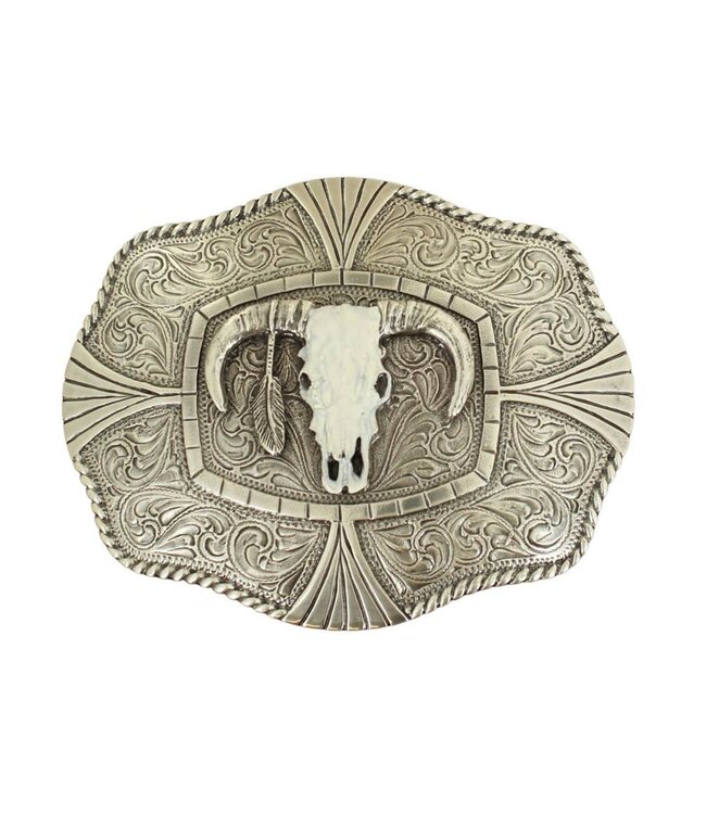 M&F Western Products White Skull Belt Buckle