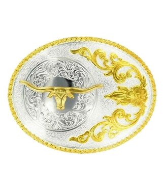 M&F Western Products Longhorn Oval Floral Belt Buckle