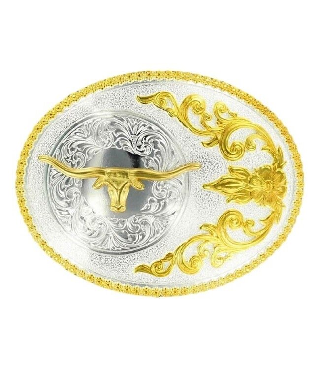 M&F Western Products Longhorn Oval Floral Belt Buckle