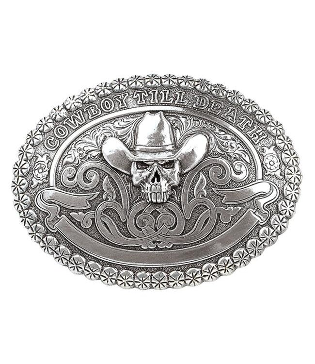 M&F Western Products Skull Cowboy Till Death Belt Buckle