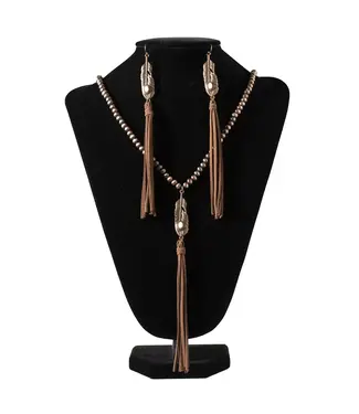 M&F Western Products Feather Tassel Necklace and Earrings Kit