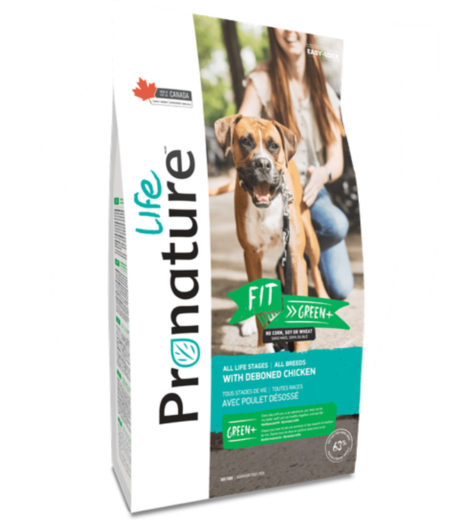 Pronature FIT Green+ dog formula, with deboned chicken