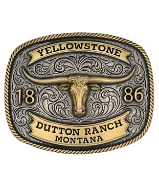 Montana Silversmiths Boucle de Ceinture Dutton Ranch Longhorn