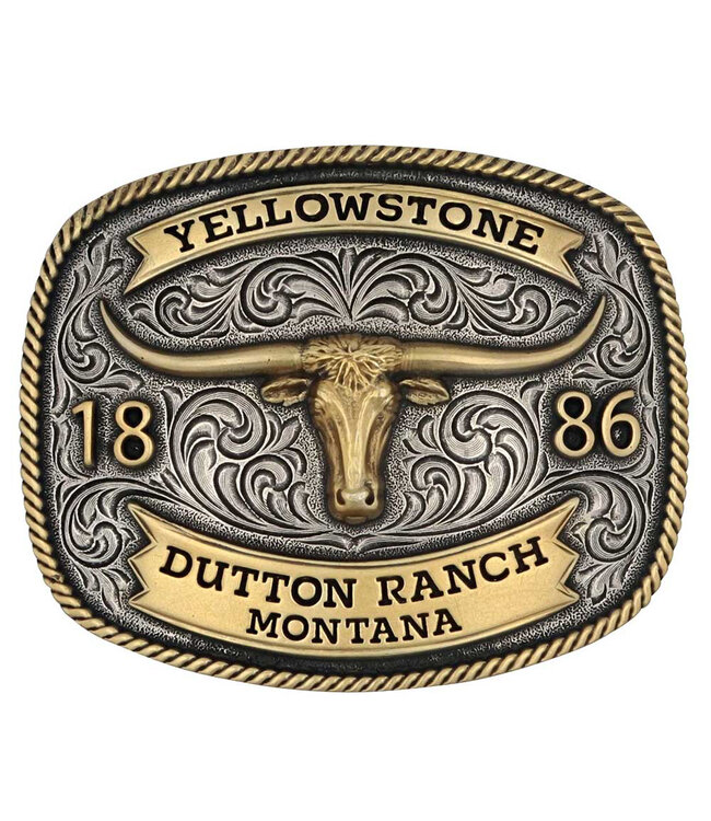 Montana Silversmiths Boucle de Ceinture Dutton Ranch Longhorn