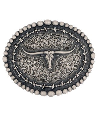 Montana Silversmiths Boucle de Ceinture Rustic Longhorn Buckle