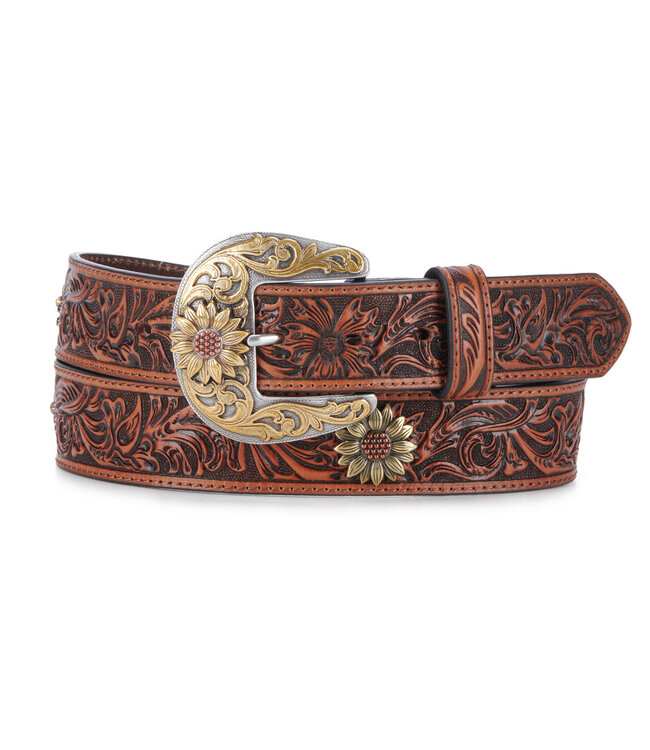 Ariat Sunflower Medallion Cognac Leather Belt