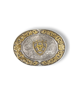 Ariat Oval Engraved Flower Emblem Tone Belt Buckle