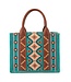 Wrangler Dark Turquoise Southwestern Print Small Canvas Tote Bag