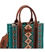 Wrangler Dark Turquoise Southwestern Print Small Canvas Tote Bag