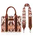 Wrangler Light Coffee Southwestern Print Small Canvas Tote Bag