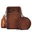 Wrangler Brown Crossbody Cell Phone Purse 3 compartment with Coin Pouch