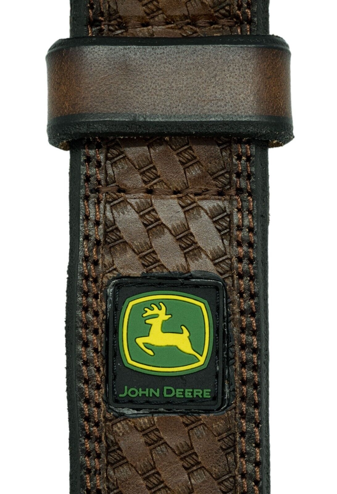 JOHN DEERE Ceinture Basket Weave et Logo Rubber Patch Paddock Animal