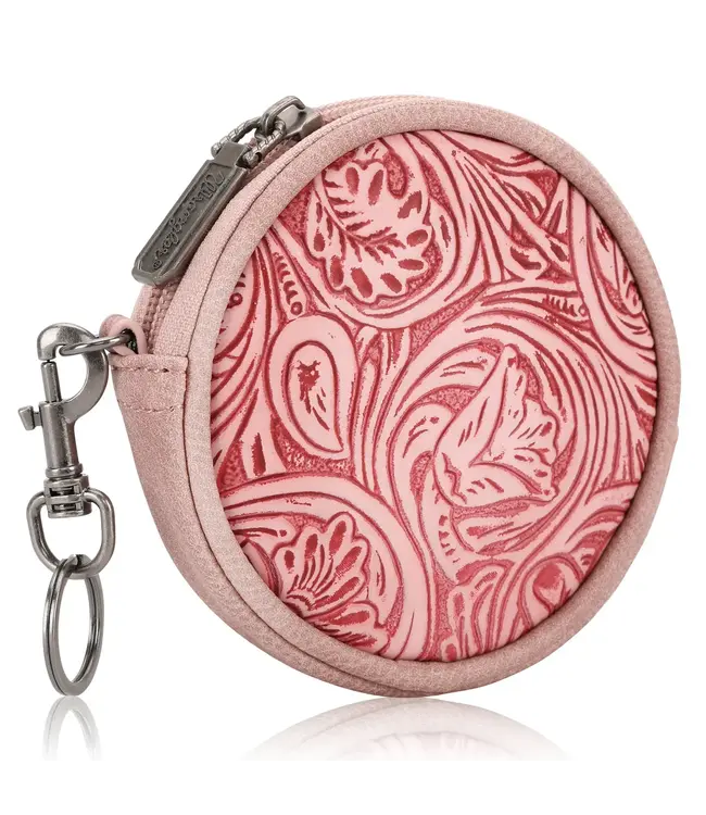 Wrangler Circular Coin Pouch Floral Tooled Bag Charm Rose