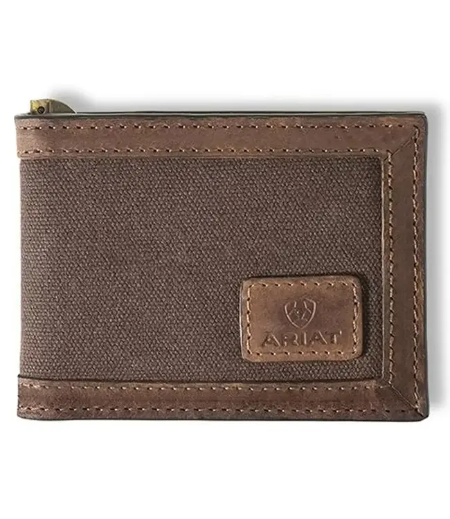 Ariat Portefeuille Canvas Logo Leather Patch Brun