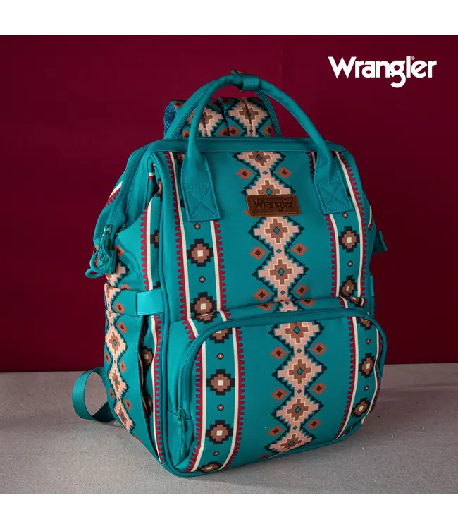 Wrangler Dark Turquoise Allover Aztec Dual Sided Backpack