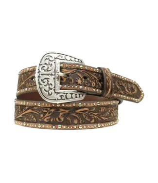 Ariat Ladies Floral Tooled & Studded Leather Belt