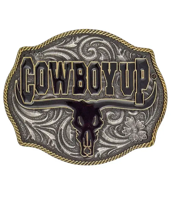 Montana Silversmiths Cowboy Up Says the Bull Two-Tone Attitude Buckle