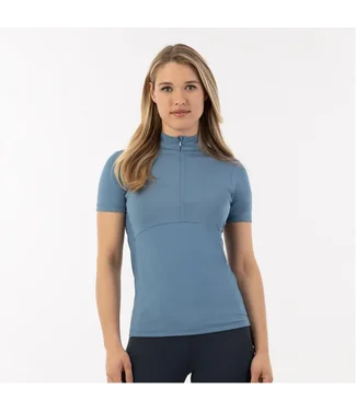 BR Equestrian Captain's Blue Half-Zip Short Sleeve Shirt Estelle