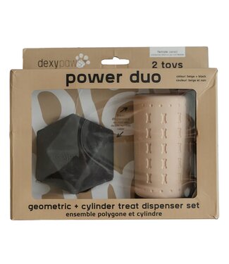 Dexypaws 2Piece Geometric & Treat Dispenser Aggressive Chew Toy Set