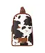 Wrangler Brown Cow Print Crossbody Sling Chest Bag