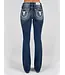 MISS ME Mid-Rise Longhorn with Leaves Bootcut Jean